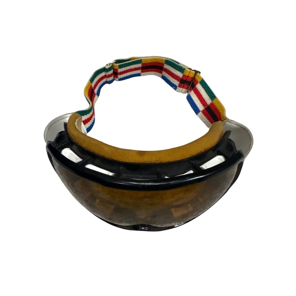 Vintage Baruffaldi Ski Goggles Rainbow Strap For Parts/Display Cracked Lens